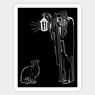 Tarot Hermit with Cat | 'Hermits and cats are natural allies' Magnet